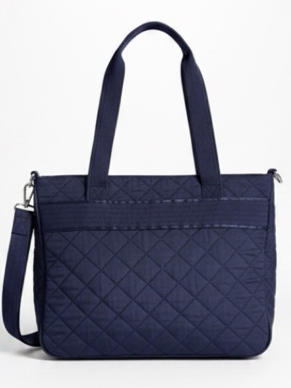 TRAVELON Anti-Theft RFID-Blocking Quilted Shoulder Tote Bag, Navy Blue